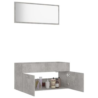 vidaXL 2 részes betonszürke forgácslap fürdőszobai bútorszett