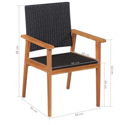 vidaXL 2 db fekete és barna polyrattan kültéri szék