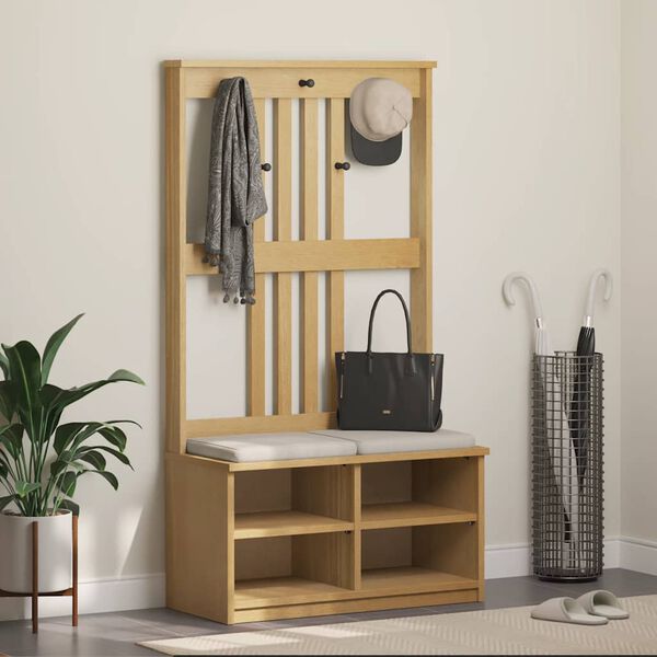 vidaXL SANDNES tömör fenyőfa előszobafa 87x40x159,5 cm