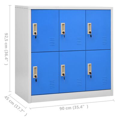 vidaXL világosszürke-kék acél zárható szekrény 90 x 45 x 92,5 cm