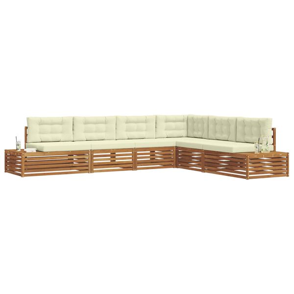 vidaXL K&uuml;lt&eacute;ri kanap&eacute; szett p&aacute;rn&aacute;val 6 Darab Term&eacute;szetes &eacute;s kr&eacute;msz&iacute;nű