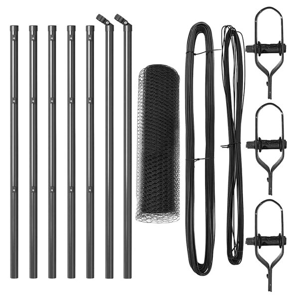 vidaXL Ker&iacute;t&eacute;s oszlopokkal Sz&uuml;rke 0,4 x 10 m PVC-bevonatos ac&eacute;l