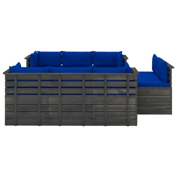 vidaXL 9 r&eacute;szes t&ouml;m&ouml;r fenyőfa kerti raklap-b&uacute;torgarnit&uacute;ra p&aacute;rn&aacute;kkal