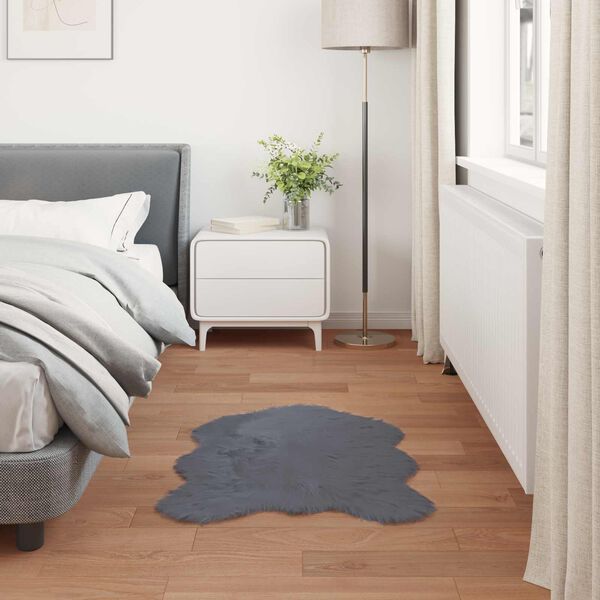 vidaXL Műgyapj&uacute; Szőnyeg Tafalla Antracit 60 x 90 cm Poli&eacute;szter