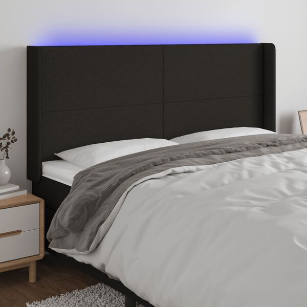 vidaXL fekete sz&ouml;vet LED-es fejt&aacute;mla 183x16x118/128 cm