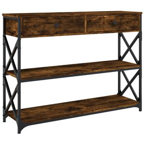 vidaXL f&uuml;st&ouml;s t&ouml;lgy sz&iacute;nű szerelt fa t&aacute;lal&oacute;asztal 100x28x75 cm