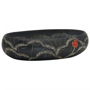 vidaXL fekete ker&aacute;mia ov&aacute;lis asztali mosd&oacute; 59 x 40 x 15 cm