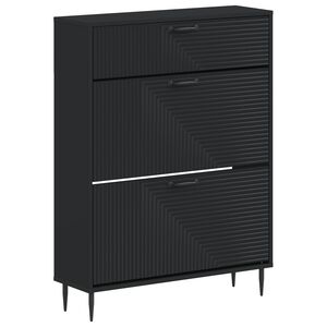 vidaXL Cipőszekr&eacute;ny HAARLEM 78 x 24 x 103 cm Szerelt Fa Fekete