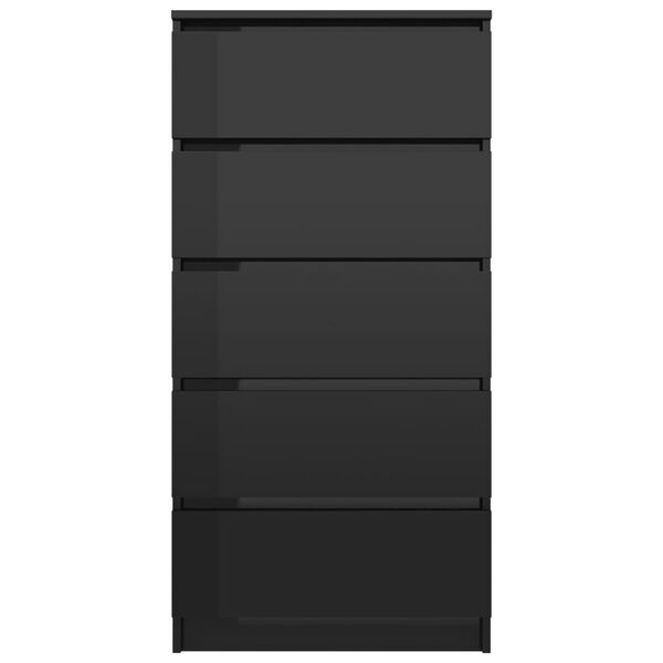 vidaXL magasfényű fekete fiókos forgácslap komód 60 x 35 x 121 cm