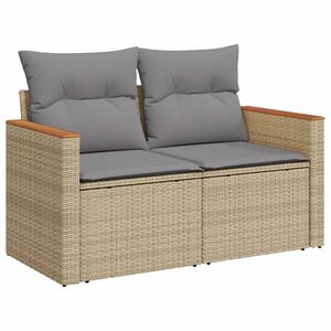 vidaXL 2 szem&eacute;lyes b&eacute;zs polyrattan kerti kanap&eacute; p&aacute;rn&aacute;val