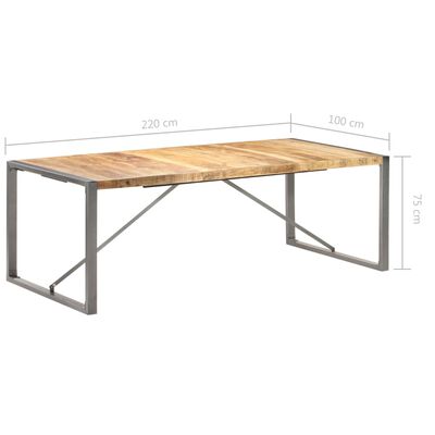 vidaXL tömör nyers mangófa étkezőasztal 220 x 100 x 75 cm
