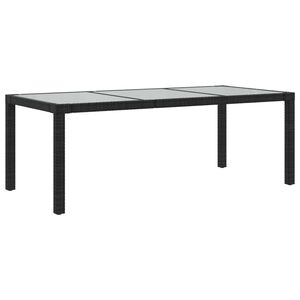 vidaXL fekete polyrattan &eacute;s edzett &uuml;veg kerti asztal 190 x 90 x 75 cm