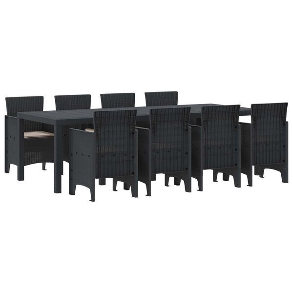 vidaXL Kert &eacute;tkező szett 9 pcs Antracit Polt rattan