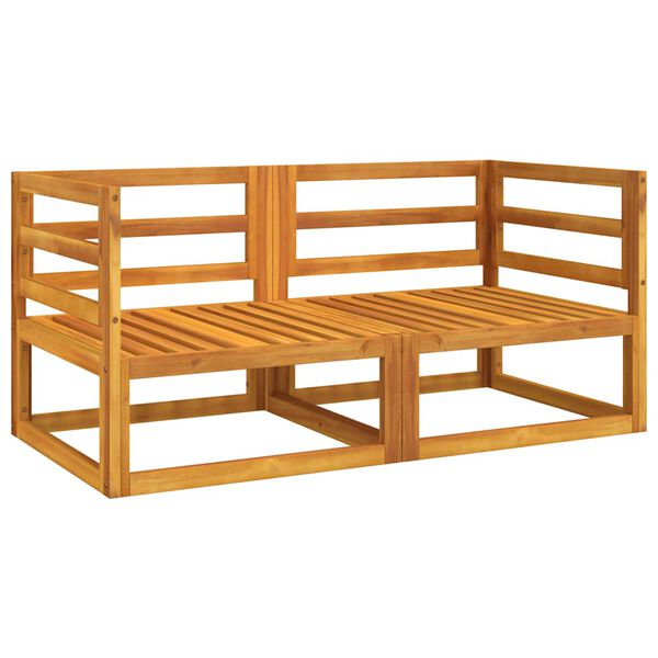 vidaXL 2 db tömör akácfa elemes sarokkanapé zöld párnákkal