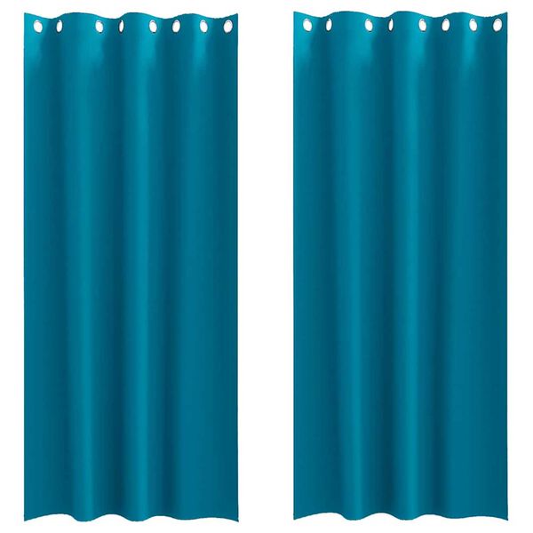 vidaXL Fekete F&uuml;gg&ouml;ny Gyűrűkkel 2 pcs T&uuml;rkiz 225 x 140 cm Poli&eacute;szter