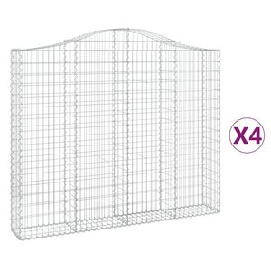 vidaXL 4 db &iacute;ves horganyzott vas gabion kos&aacute;r 200x30x160/180 cm