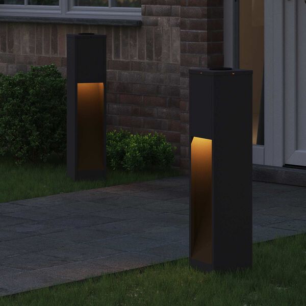 vidaXL Napelemes LED &Uacute;tjelző L&aacute;mpa 2 pcs Fekete Hidegen hengerelt ac&eacute;l