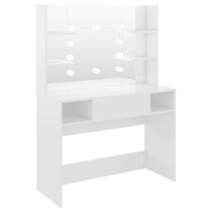 vidaXL f&eacute;nyes feh&eacute;r LED-es MDF sminkasztal 100 x 40 x 135 cm
