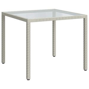 vidaXL feh&eacute;r polyrattan &eacute;s edzett &uuml;veg kerti asztal 90 x 90 x 75 cm
