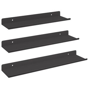 vidaXL Lebegő polc Falra szerelhető 3 pcs Fekete 40 x 9 x 2,5 cm Ac&eacute;l