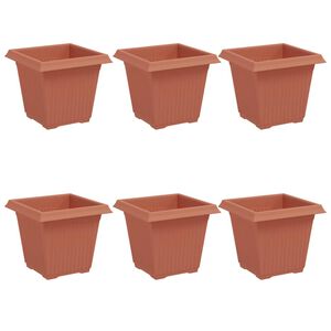 vidaXL N&eacute;gyzet Vir&aacute;gcser&eacute;p 6 pcs T&eacute;gla V&ouml;r&ouml;s 16 x 16 x 14 cm Műanyag