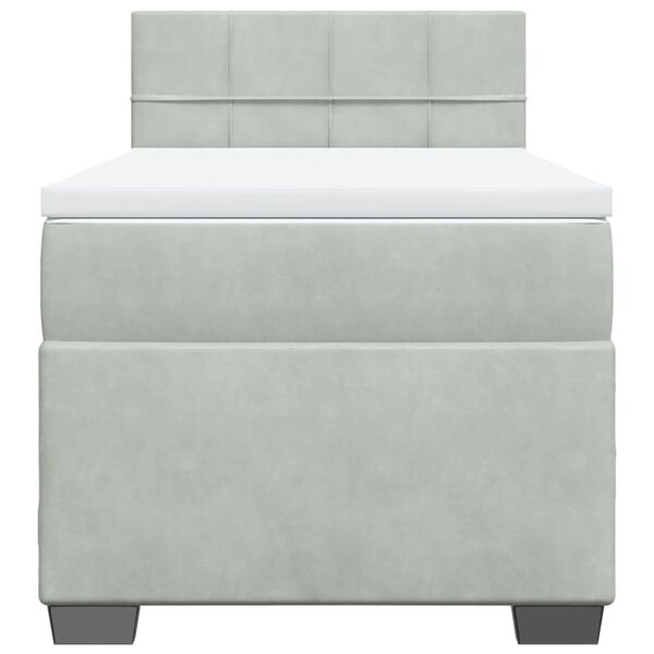 vidaXL világosszürke bársony rugós ágy matraccal 90x190 cm