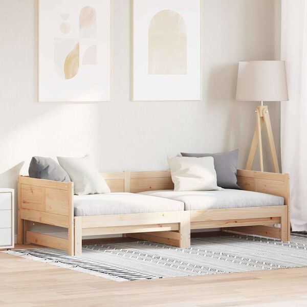 vidaXL Kih&uacute;zhat&oacute; nappali &aacute;gy Barna 203,5 x 184 x 56,5 cm T&ouml;m&ouml;r fenyőfa