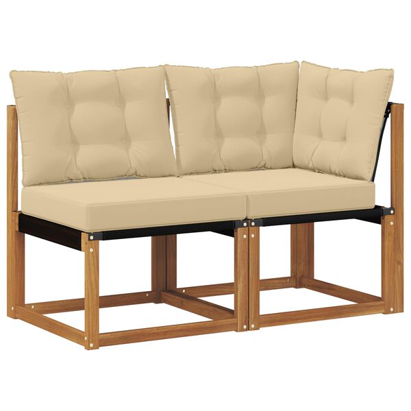 vidaXL K&uuml;lt&eacute;ri k&ouml;z&eacute;pső &eacute;s sarok kanap&eacute; p&aacute;rn&aacute;val 2 Darab Term&eacute;szetes