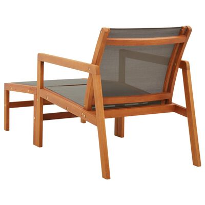 vidaXL szürke tömör eukaliptuszfa és textilén kerti szék lábtartóval