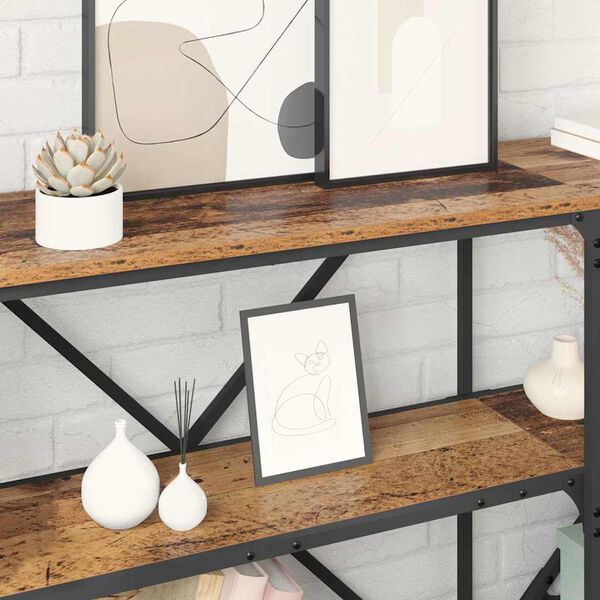 vidaXL Konzolasztal polcokkal &Ouml;reg fa 180 x 30 x 75 cm Faanyag