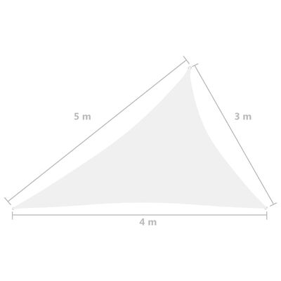 vidaXL fehér háromszögű oxford-szövet napvitorla 3 x 4 x 5 m