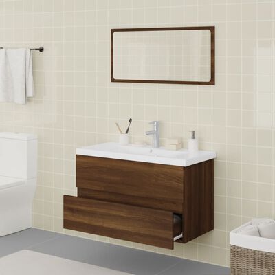 vidaXL barna tölgyszínű szerelt fa fürdőszobai bútorgarnitúra