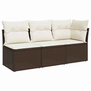 vidaXL 3 szem&eacute;lyes barna polyrattan kerti kanap&eacute; p&aacute;rn&aacute;val