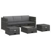 vidaXL 4-r&eacute;szes sz&uuml;rke polyrattan kerti b&uacute;torszett p&aacute;rn&aacute;kkal