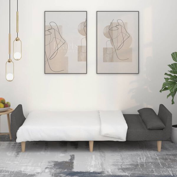 vidaXL kétszemélyes sötétszürke szövet kanapéágy két párnával