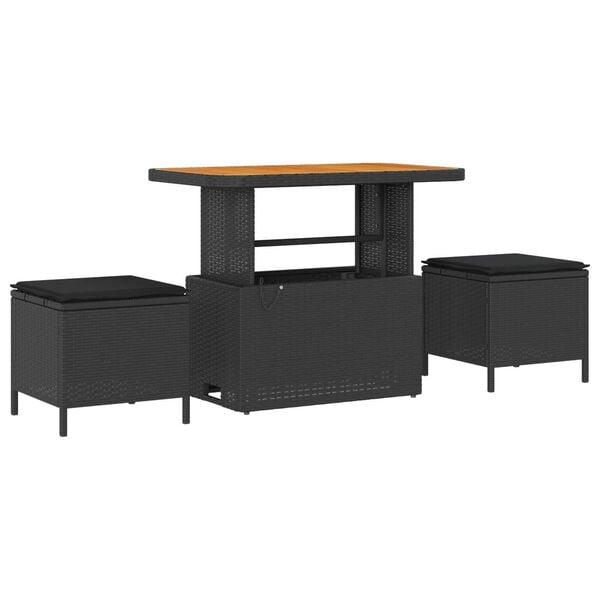 vidaXL Kerti Kanap&eacute; Szett p&aacute;rn&aacute;val 13 pcs Fekete polirattan