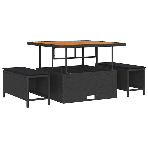 vidaXL Kerti Kanapé Szett párnával tárolóval párnával 8 pcs Fekete