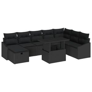 vidaXL Kerti Kanap&eacute; Szett 9 db polirattan