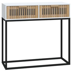 vidaXL feh&eacute;r szerelt fa &eacute;s vas t&aacute;lal&oacute;asztal 80x30x75 cm