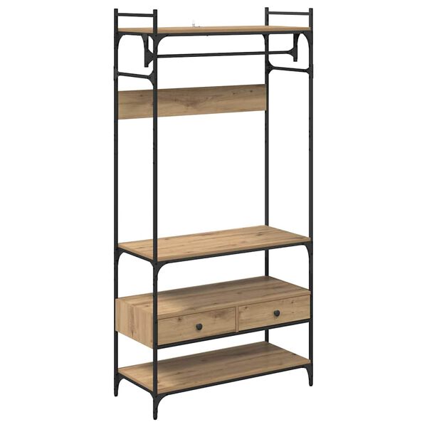 vidaXL Ruh&aacute;sszekr&eacute;ny fi&oacute;kkal k&eacute;zműves t&ouml;lgy 89 x 39 x 184.5 cm Faanyag