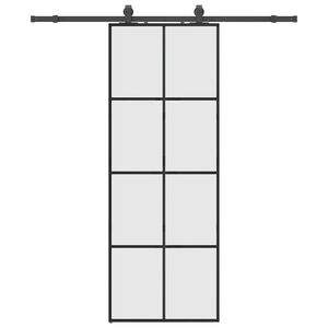 vidaXL fekete ESG &uuml;veg tol&oacute;ajt&oacute; f&eacute;mszerelv&eacute;ny-szettel 76x205 cm