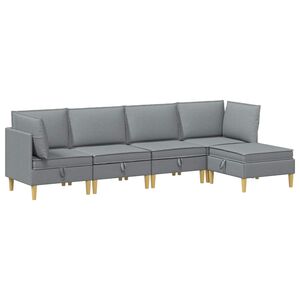 vidaXL Modul&aacute;ris kanap&eacute; szett t&aacute;rol&oacute;val 5 pcs Vil&aacute;gossz&uuml;rke Sz&ouml;vet
