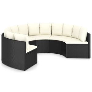 vidaXL 6 r&eacute;szes fekete polyrattan kerti kanap&eacute;szett p&aacute;rn&aacute;kkal