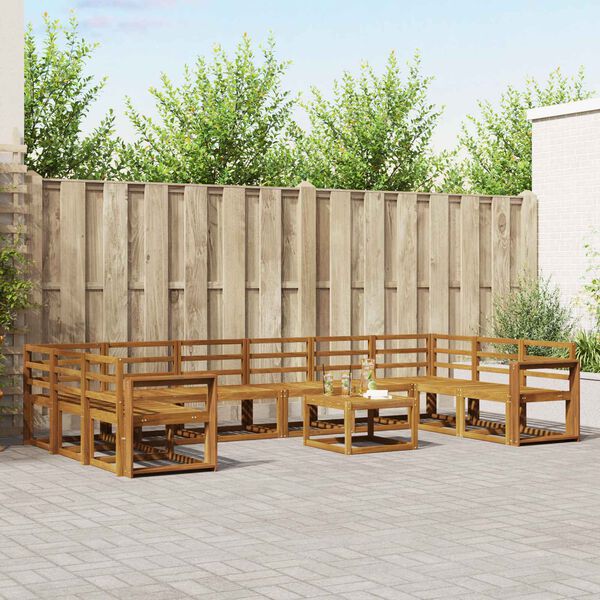 vidaXL K&uuml;lt&eacute;ri kanap&eacute; szett 11 pcs Term&eacute;szetes T&ouml;m&ouml;r Ak&aacute;cfa