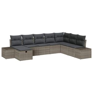 vidaXL Kerti Kanap&eacute; Szett p&aacute;rn&aacute;val 8 pcs Sz&uuml;rke Poli rattan
