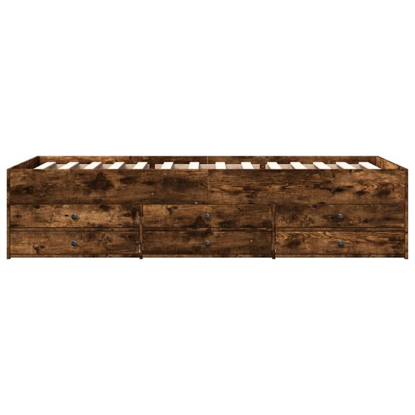 vidaXL füstös tölgy kanapéágy fiókkal matrac nélkül 100x200 cm