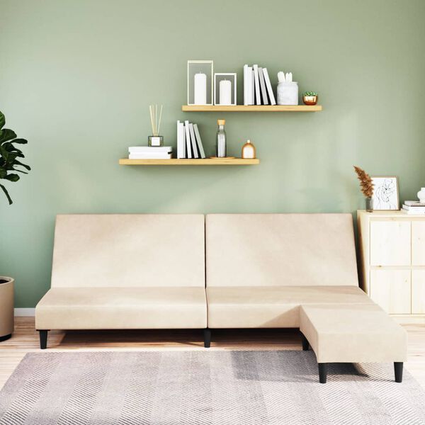 vidaXL k&eacute;tszem&eacute;lyes kr&eacute;msz&iacute;nű b&aacute;rsony kanap&eacute;&aacute;gy l&aacute;btart&oacute;val