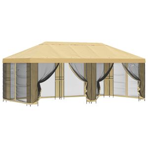 vidaXL Oldalfalas pavilon 6 x 3 m Kr&eacute;msz&iacute;nű Poli&eacute;szter &eacute;s ac&eacute;l 190
