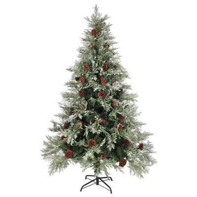 vidaXL zöld és fehér karácsonyfa fenyőtobozokkal 120 cm