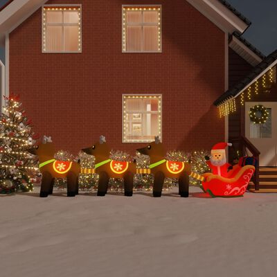 vidaXL felfújható karácsonyi Mikulás és rénszarvas LED-ekkel 138 cm